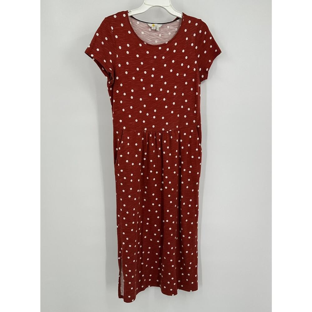 Boden Rust Red Polka Dot Midi Dress